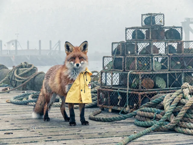 Held-out fox prompt rendered with the step-100 checkpoint.
