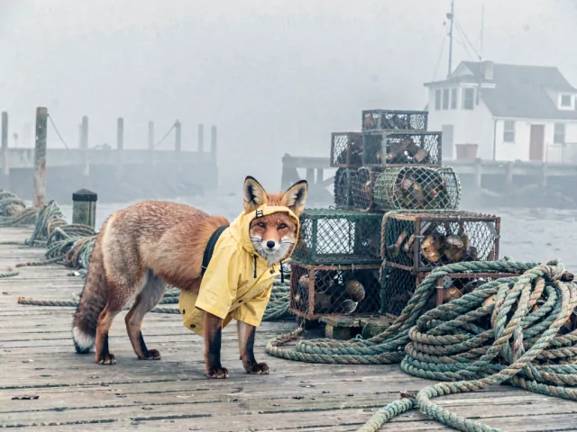 Held-out fox prompt rendered with the step-150 checkpoint.